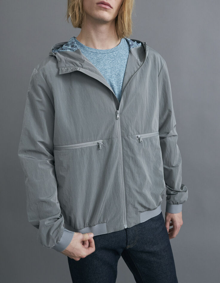 Metaalgrijs nylon jack WATER REPELLENT Heren-1 Metaalgrijs nylon jack WATER REPELLENT Heren-1