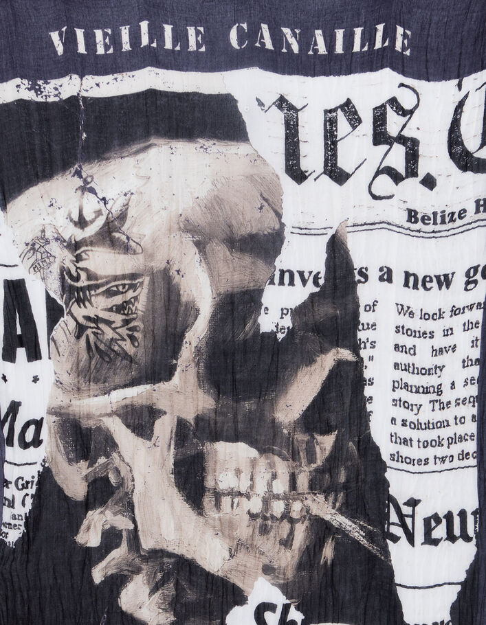Men’s chalk scarf with skeleton-sailor image - IKKS