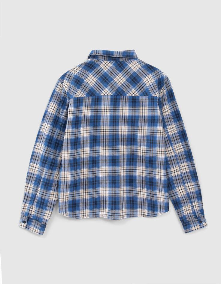 Chemise bleue à carreaux capuche amovible garçon-4