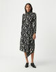 Schwarzes Kleid mit Zebra-Blumenmuster für Damen-1