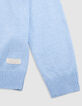 Jungenstrickpullover, grau, Jacquardmuster, Schrift hinten-5