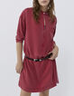 Robe courte rouge délavé Lenzing™ Lycocell™ Femme-1