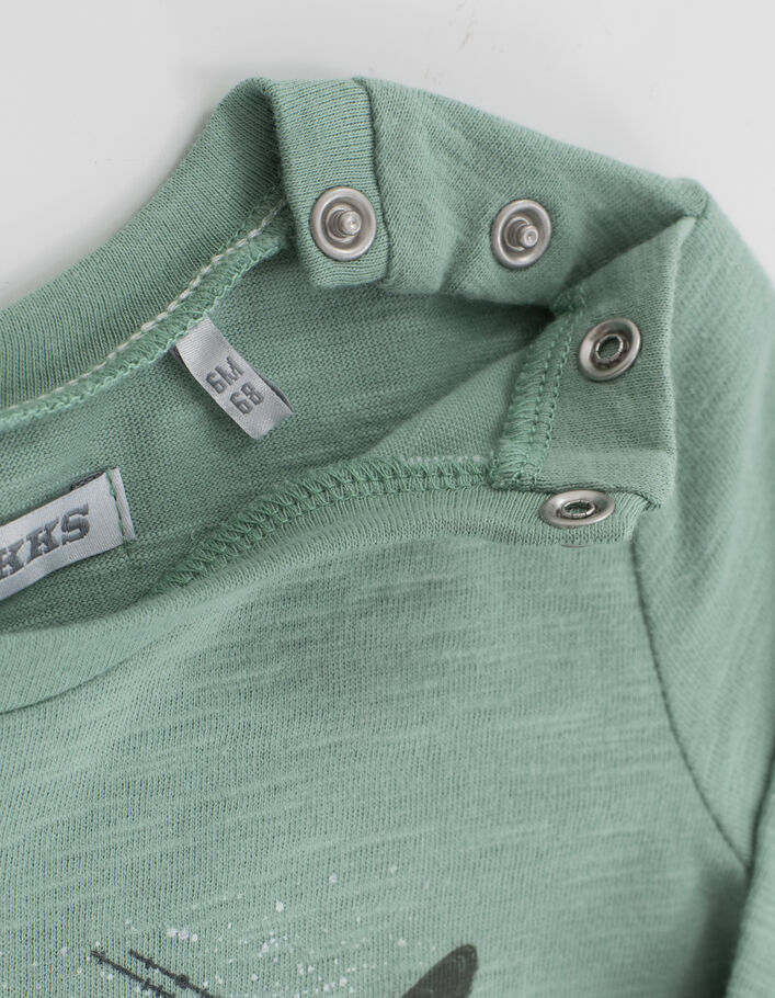 T-shirt vert coton bio visuel army floqué bébé garçon -6