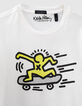 Tee-shirt blanc cassé KEITH HARING x IKKS à skate garçon-3