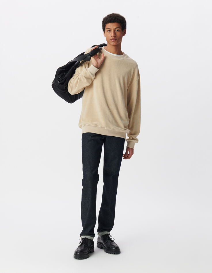 Sweat beige coton bio en éponge Homme-2