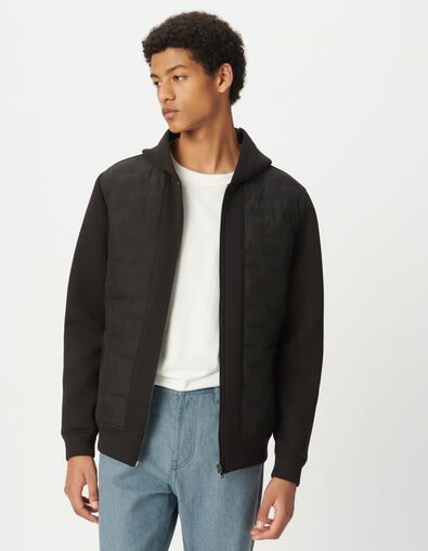 Men's black mixed-fabric light padded jacket - IKKS