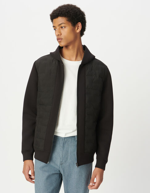 Men's black mixed-fabric light padded jacket - IKKS