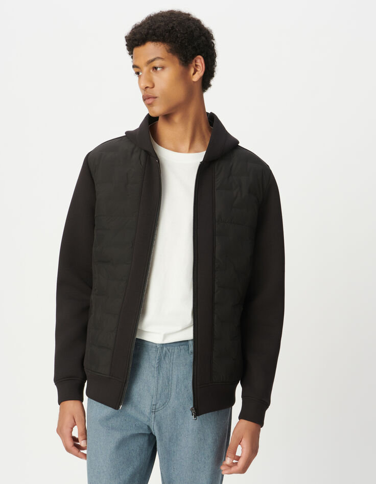Men's black mixed-fabric light padded jacket-1 Men's black mixed-fabric light padded jacket-1