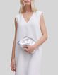 Vestido blanco roto reciclado collar detrás mujer-5