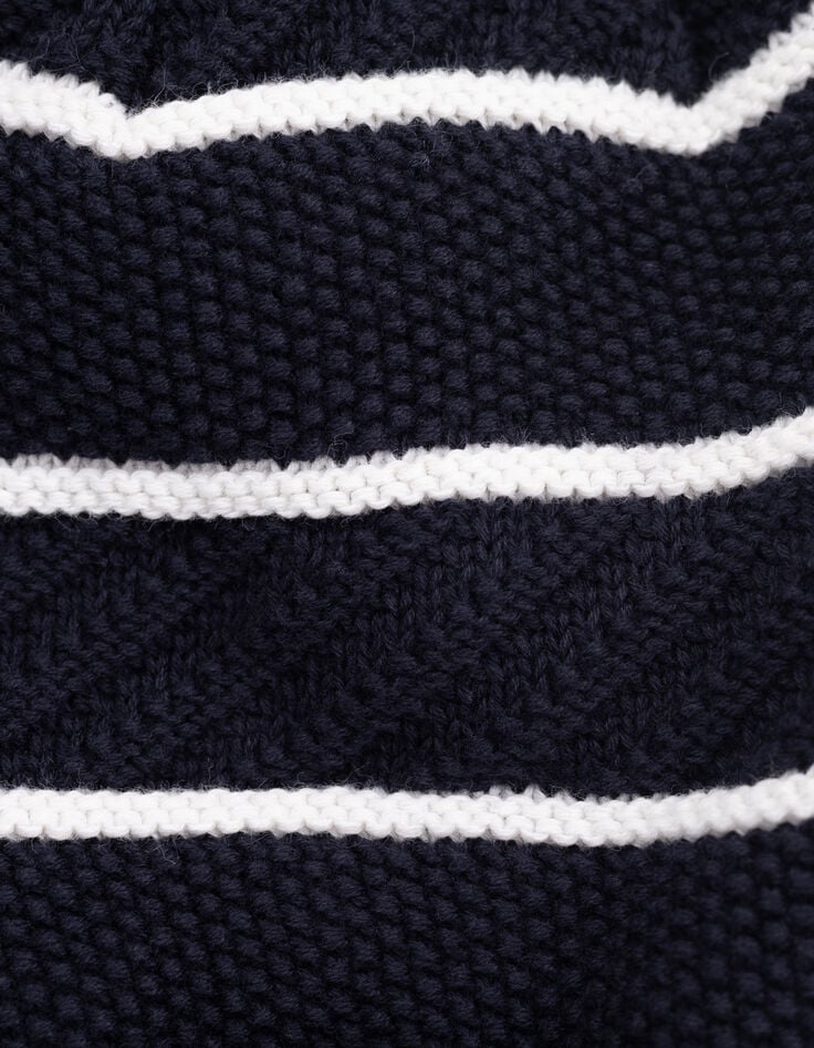 Bonnet marine tricot fourré rayures garçon-5