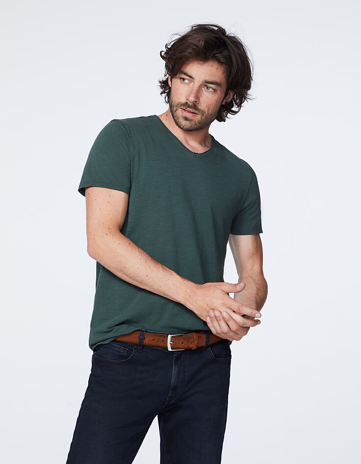 Men’s Racing green Essential V-neck T-shirt-2