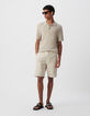 Polo beige tricot ajouré fantaisie Homme-2