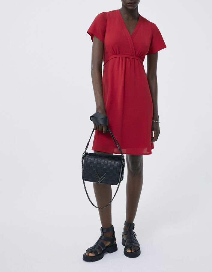 Women’s bright red dress with laced back - IKKS