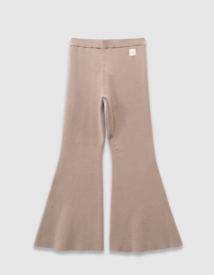 Pantalon flare beige tricot fille-6