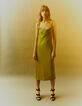 Vestido largo verde raso tirantes finos mujer-6