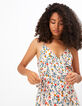 Robe longue rose poudré à imprimé floral et doré I.Code-5