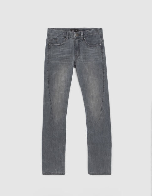 Boys’ grey SLIM jeans with twisted seams - IKKS