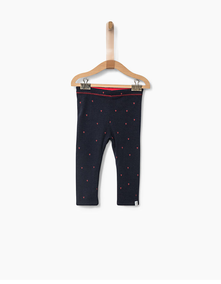 Leggings réversible marine et rouge bébé fille-2 Leggings réversible marine et rouge bébé fille-2