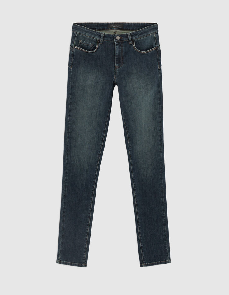 Jean slim bleu taille mi haute coupe sculpt up femme-5