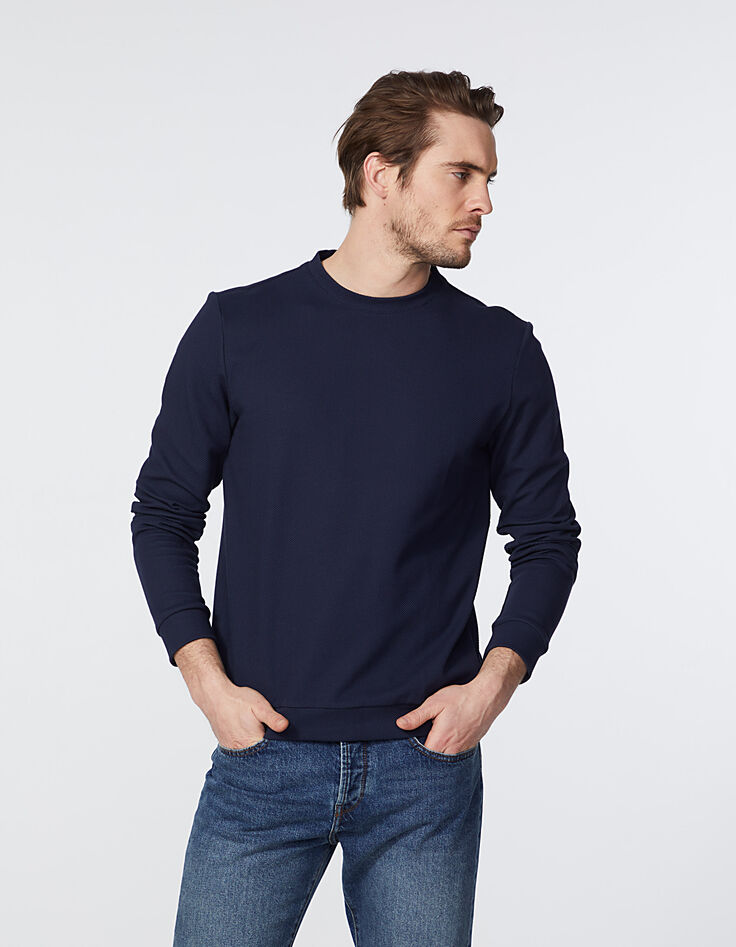 Sweat marine à relief Ottoman Homme-2 Sweat marine à relief Ottoman Homme-2