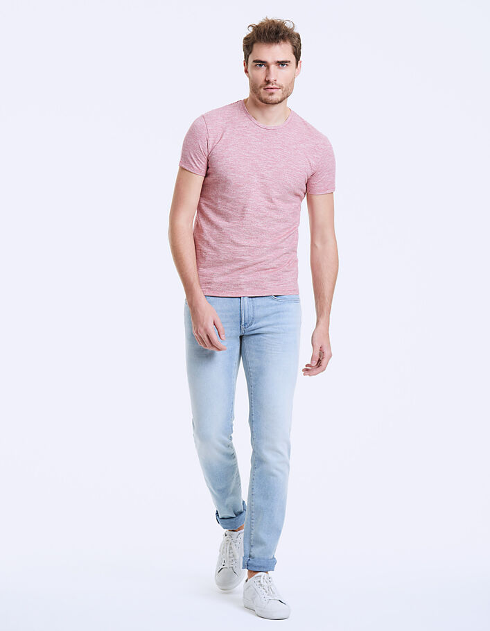 Men’s raspberry thin-striped T-shirt - IKKS