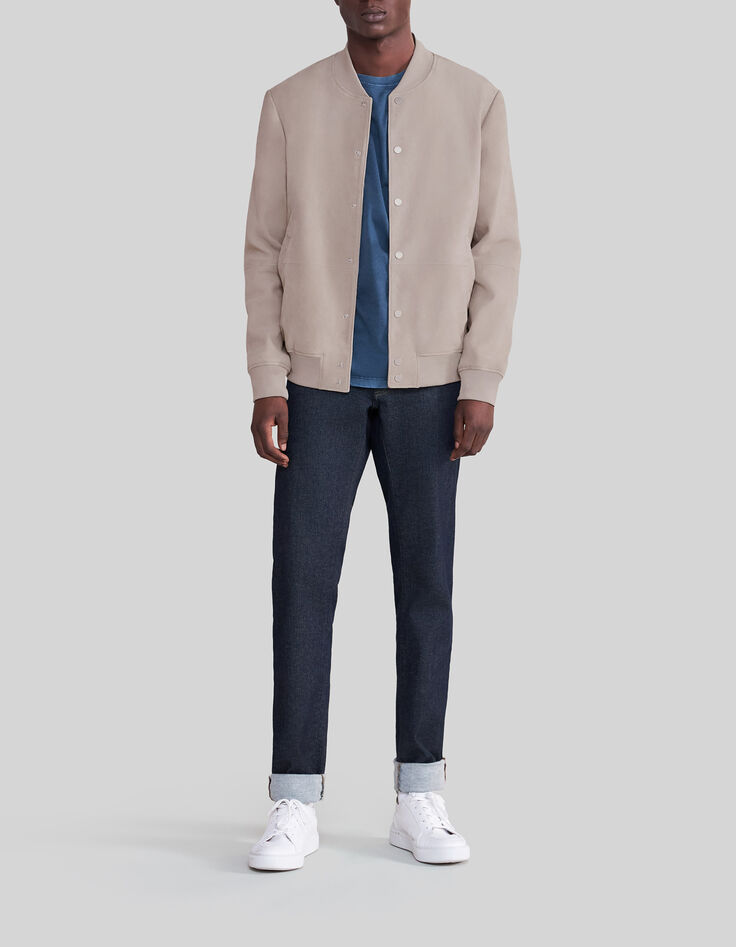 Beige bomber in su&egrave;deleer Heren-8