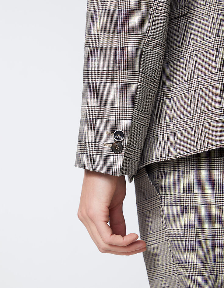 Men’s moka Prince of Wales check suit jacket-5