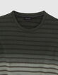 T-shirt kaki motif rayures sur effet deep dye gar&ccedil;on-2