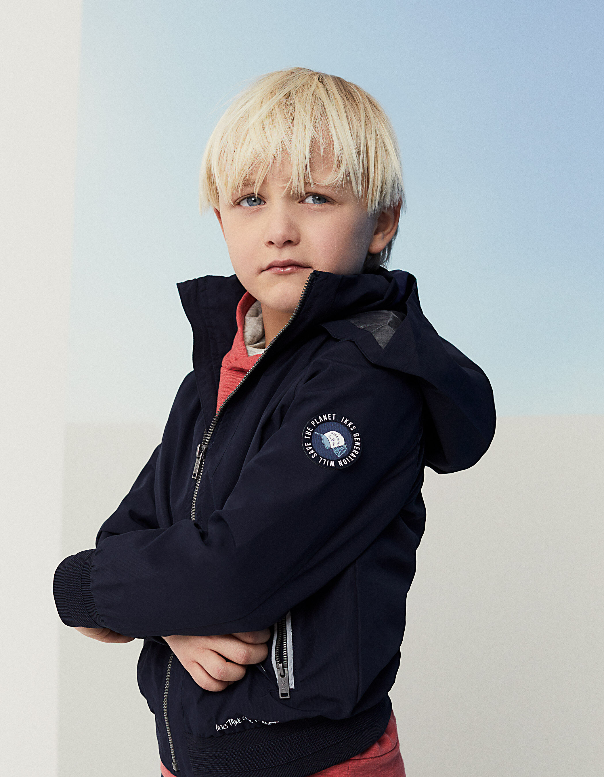 Blouson navy avec capuche retractable garcon IKKS