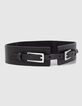 Ceinture en cuir noir double boucle ardillon femme-2