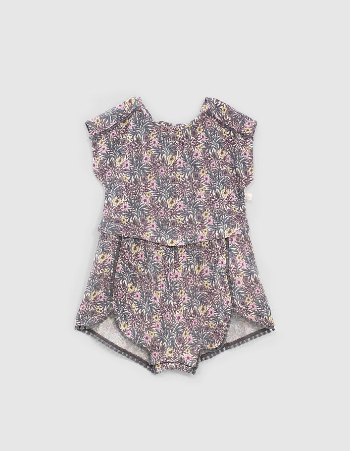 Baby girls’ violet plant print Ecovero® playsuit - IKKS