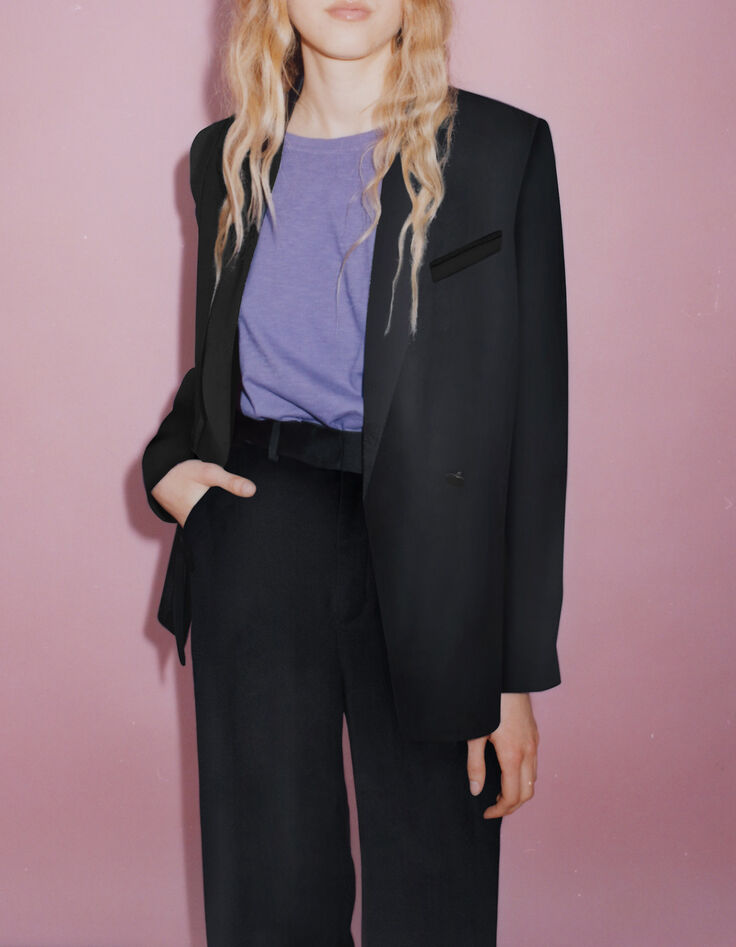 Chaqueta de traje negra para mujer-4