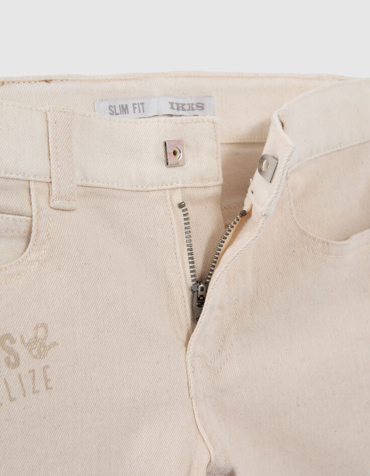 Boys’ beige slim jeans with mixed print and embroidery-5