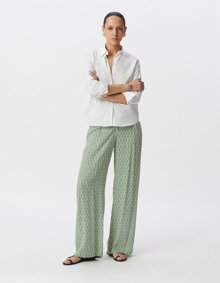 Grüne flüssige Hose LENZING™ ECOVERO™ ethnische Damen-1