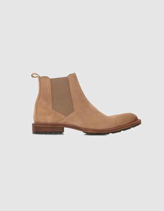 Chelsea boots beiges cuir velours Homme