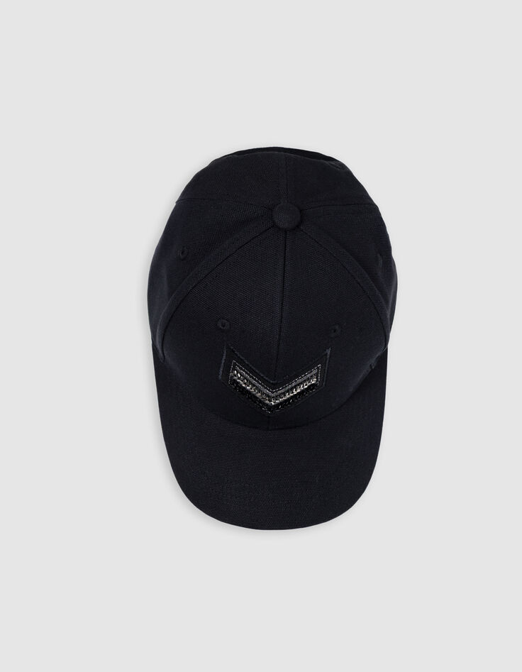 Schwarze Mütze für Damen mit Chevron-Stickerei-5