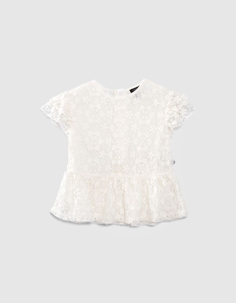 Gebroken witte blouse kant geborduurd meisjes - IKKS