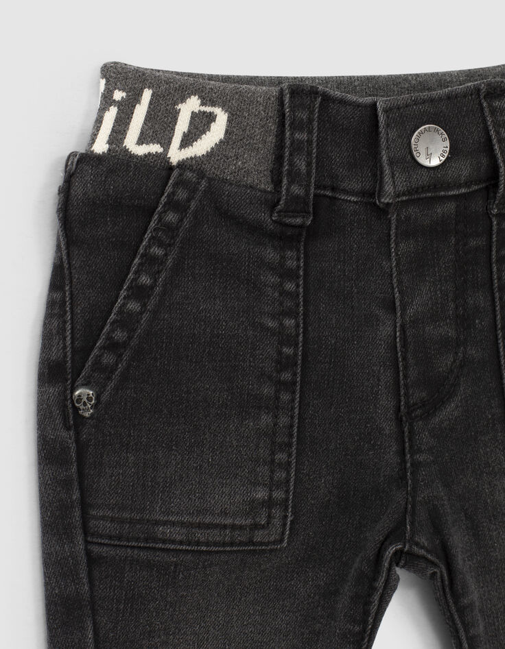 Baby boys’ used black jeans + letter waistband-3