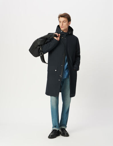 Men&rsquo;s navy mid-length hooded parka - IKKS