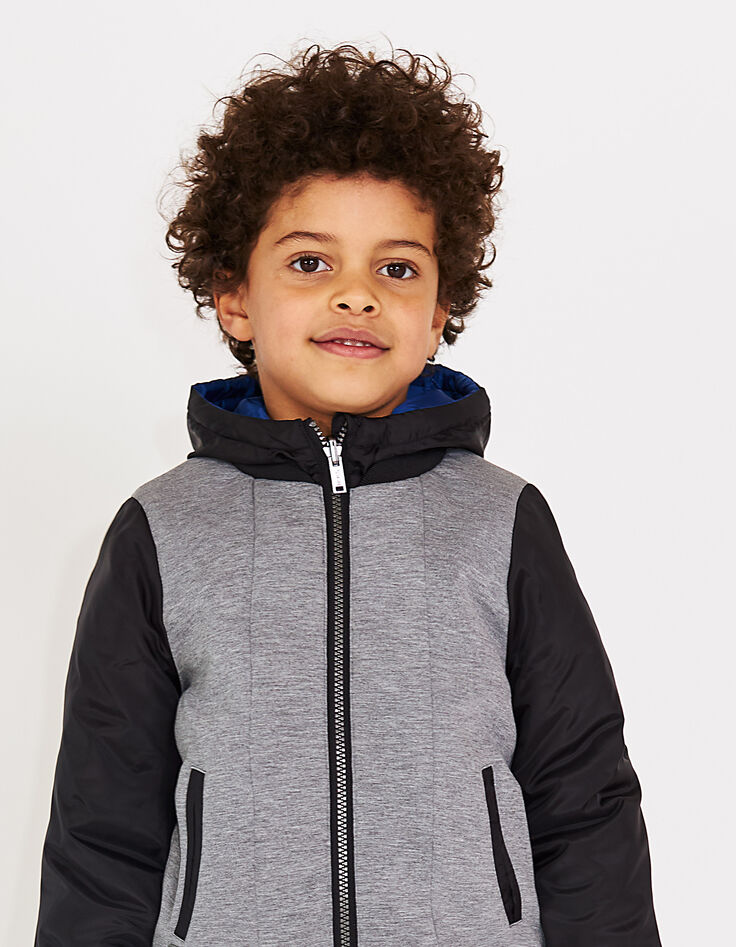 Blouson réversible gris foncé et bleu garçon -4 Blouson réversible gris foncé et bleu garçon -4