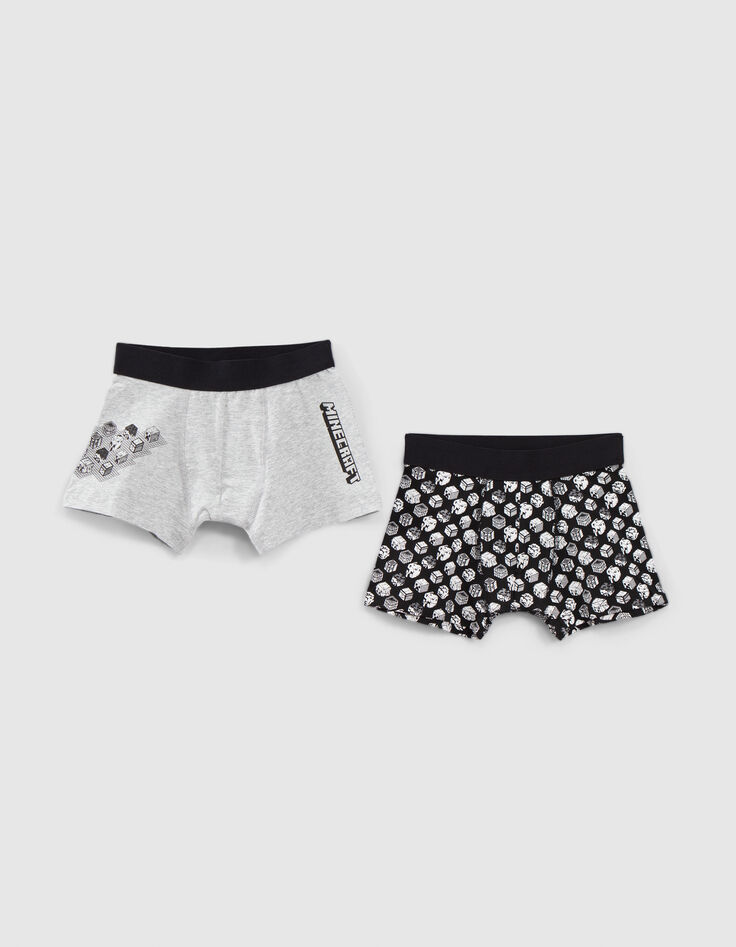 Boxers noir et gris MINECRAFT gar&ccedil;on-1