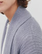 Cardigan gris chiné en maille effet poil femme-4