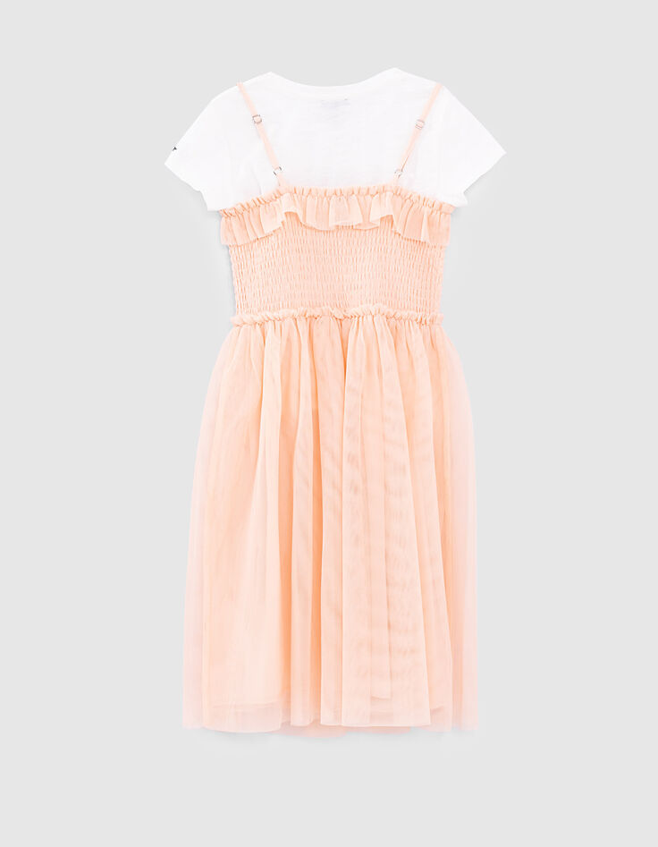 2-in-1 jurk blush tule gesmokt en T-shirt met tekst-4