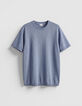 T-shirt col rond bleu coton modal Homme-4