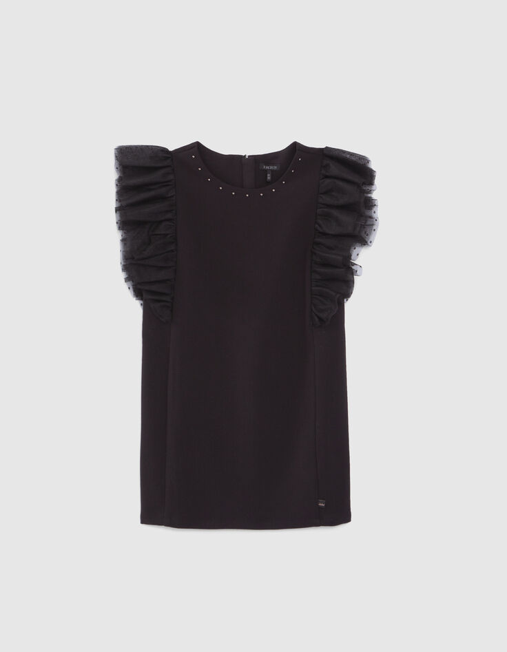 Robe noire volants tulle fille-1