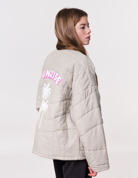 Blouson kaki matelassé maxi broderies dos fille - IKKS