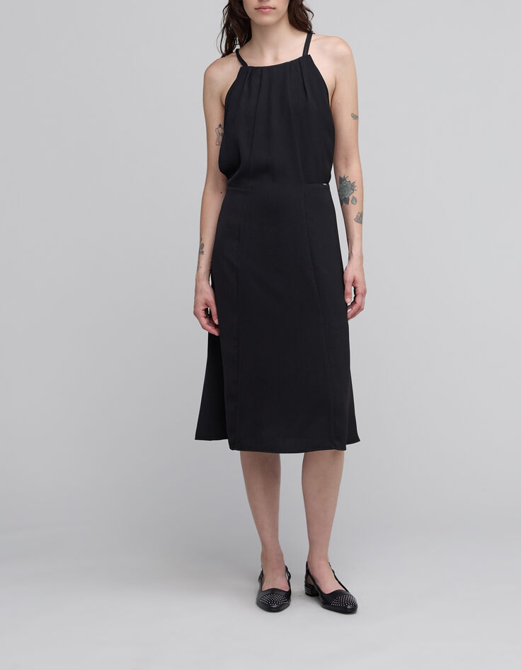 Robe longue noire recycl&eacute;e Femme-1