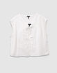 Chemise sans manches blanche dentelle à nouer devant fille-1