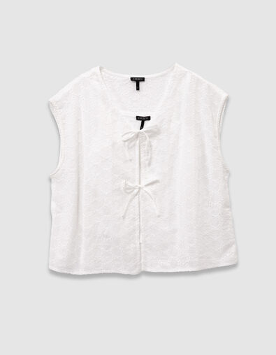 Chemise sans manches blanche dentelle à nouer devant fille - IKKS