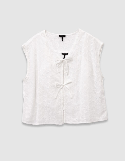 Chemise sans manches blanche dentelle à nouer devant fille - IKKS